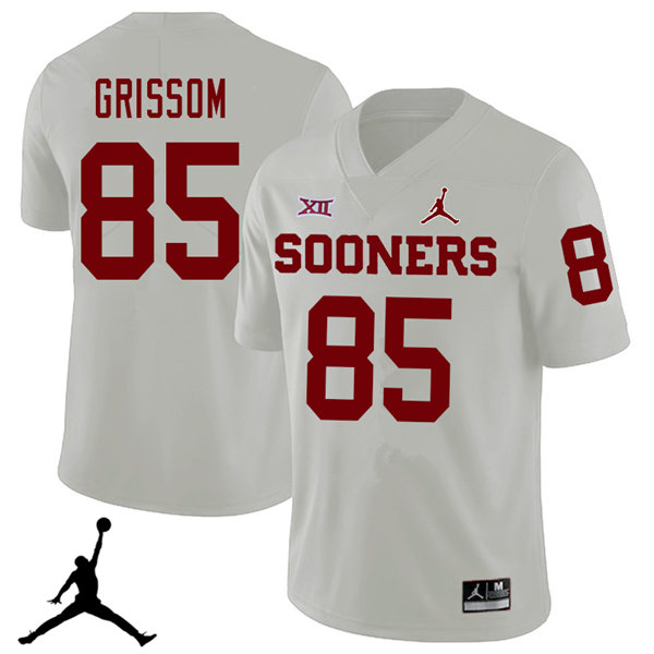 Jordan Brand Men #85 Geneo Grissom Oklahoma Sooners 2018 College Football Jerseys Sale-White - Click Image to Close